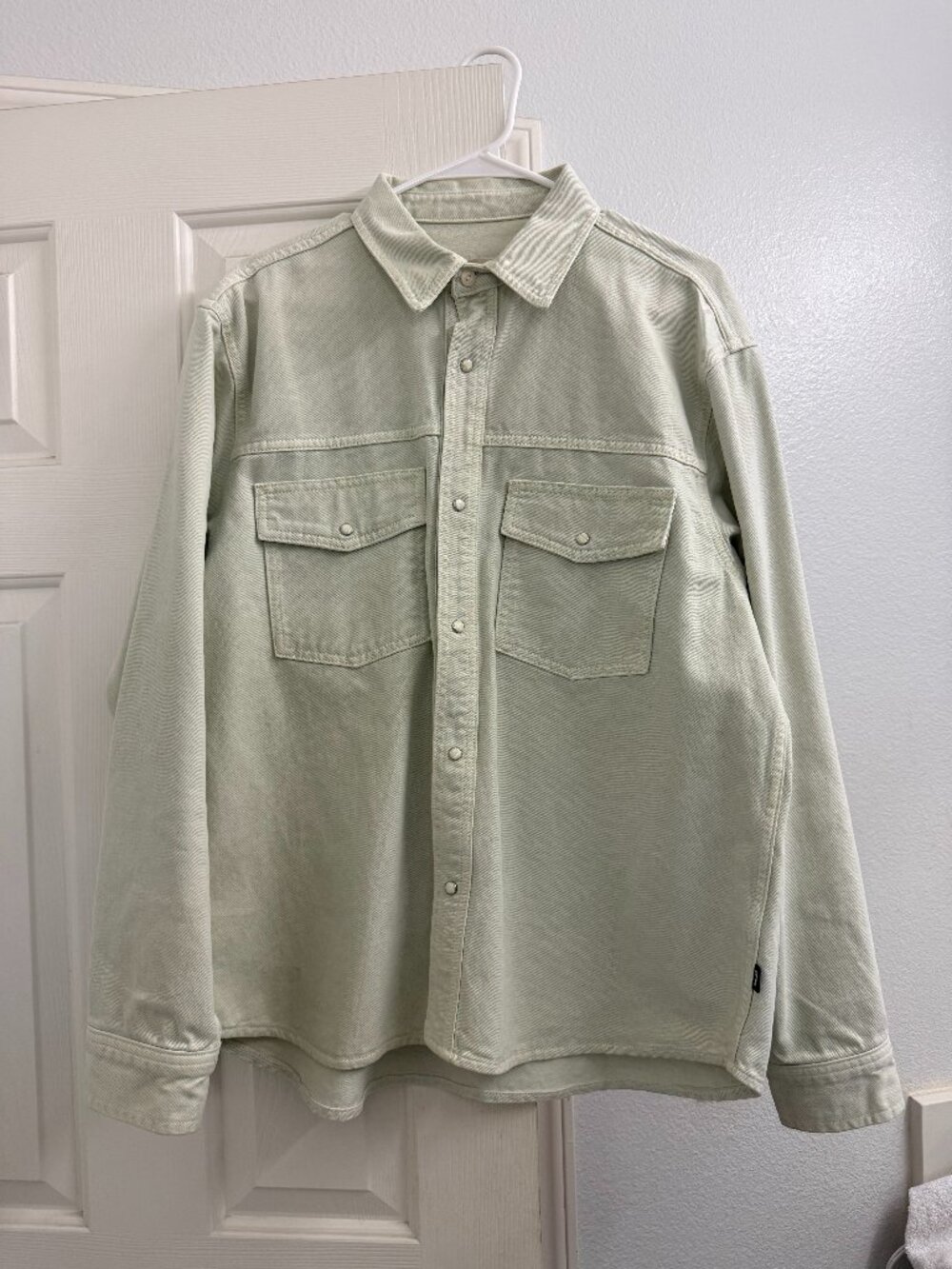 Stüssy Workgear Button-Up Shirt Jacket Light Green Size M
